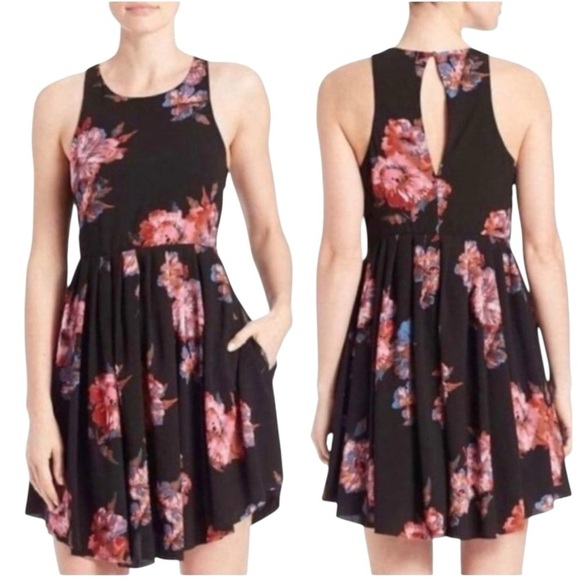 Free People Dresses & Skirts - Free People Flutter By Pleated Floral Sleeveless Dress Black & Pink Size S #1616